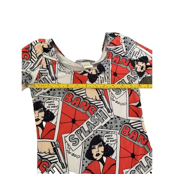 Funk Factory Diva Comic Dress Black/White/Red -Fit & Flare -Bell Sleeves YOUTH - Picture 5 of 8